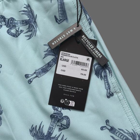 RVCA Pommier Palms 17” Boardshorts Blue Haze XL AVYBS00366 NWT $60 MSRP - Picture 4 of 9